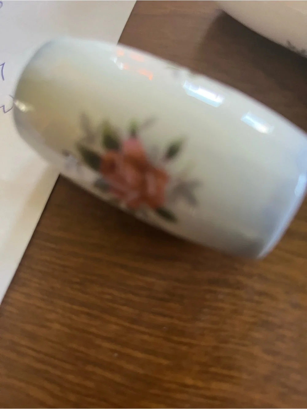 Ceramic napkin rings - Set of 4, White and Pastel Floral